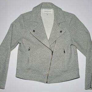 Cupcakes and Cashmere Womens Gray Zippered Long Sleeve Moto Jacket Size Medium